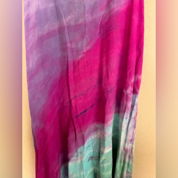 Hard Tail Forever Pink Purple Tie Dye Ombré Asymmetrical Maxi Tank Dress M - Picture 6 of 8